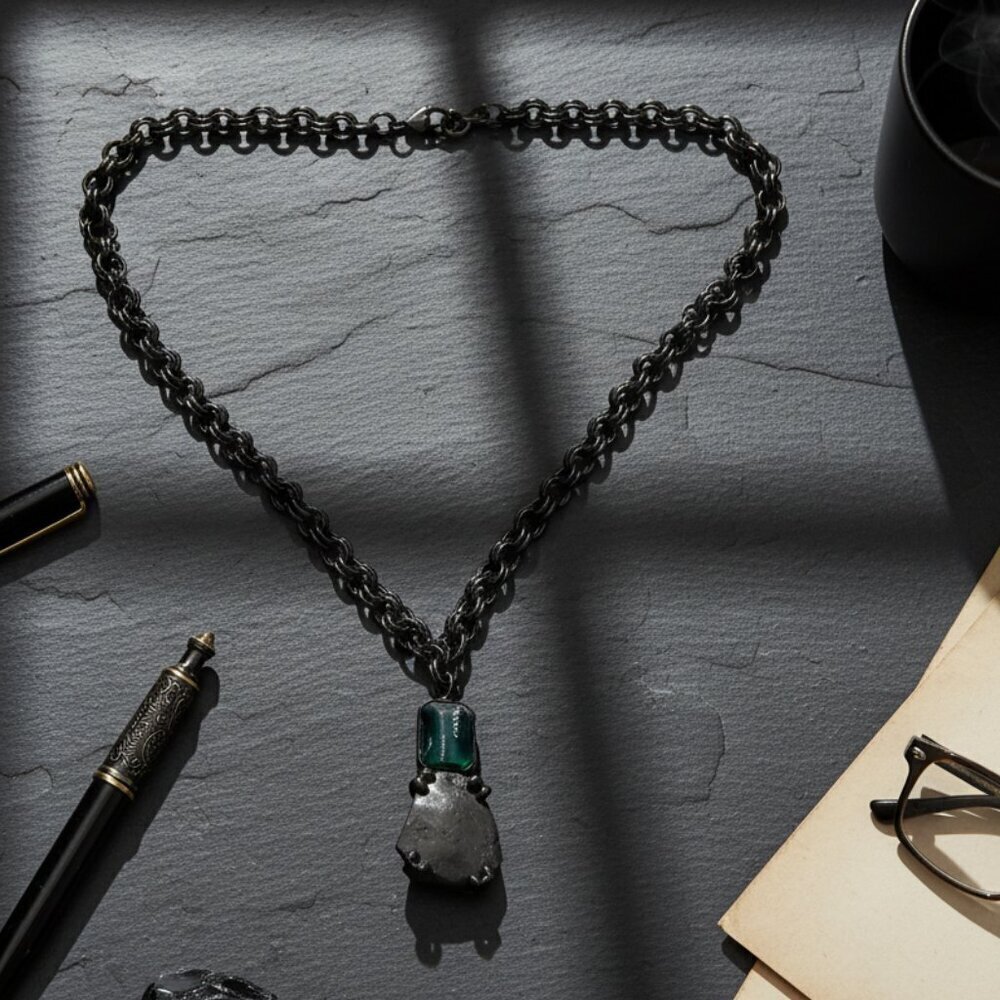 🌿 Edgy Artisan Raw Stone & Chunky Chain Necklace ⛓️